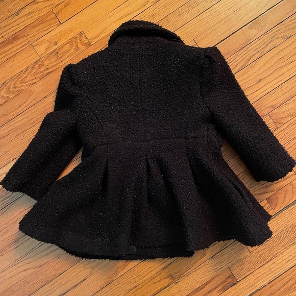 Rothschild 2T black sparkle bow faux wool coat. - Picture 2 of 7